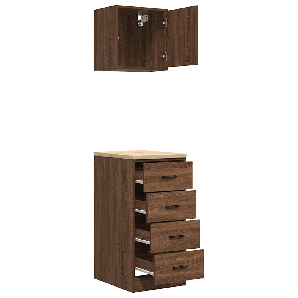 Garage Cabinets 2 pcs Brown Oak Engineered Wood