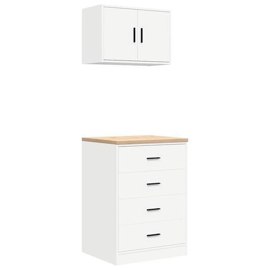 Garage Cabinets 2 pcs White Engineered Wood