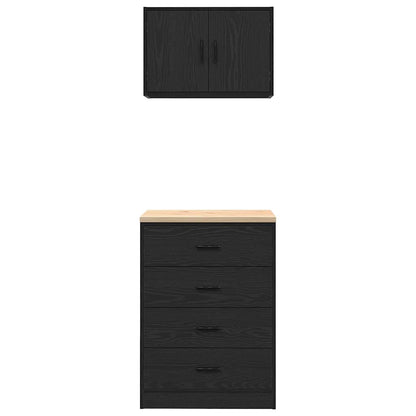 Garage Cabinets 2 pcs Black Engineered Wood