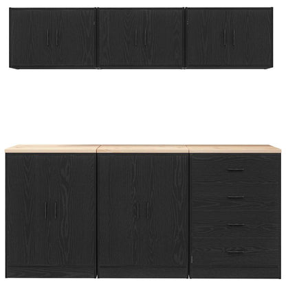 Garage Cabinets 6 pcs Black Engineered Wood