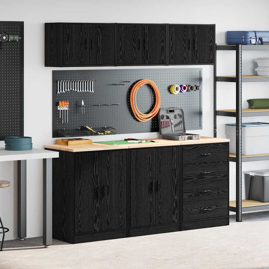 Garage Cabinets 6 pcs Black Engineered Wood