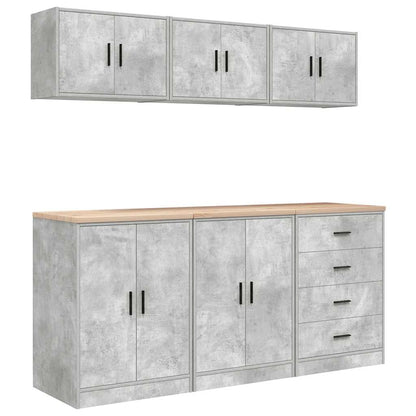 Garage Cabinets 6 pcs Concrete Grey Engineered Wood