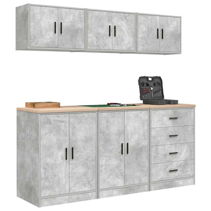 Garage Cabinets 6 pcs Concrete Grey Engineered Wood