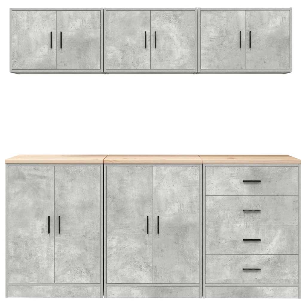 Garage Cabinets 6 pcs Concrete Grey Engineered Wood