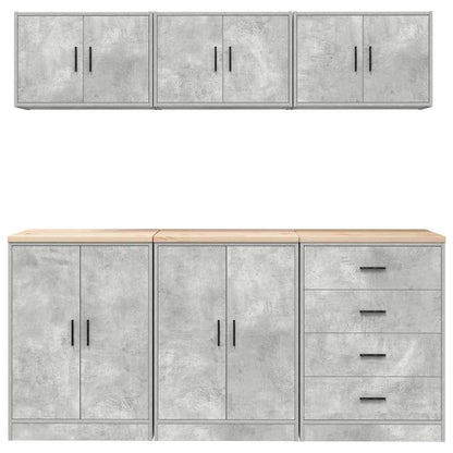 Garage Cabinets 6 pcs Concrete Grey Engineered Wood