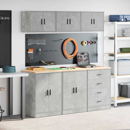 Garage Cabinets 6 pcs Concrete Grey Engineered Wood