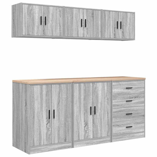 Garage Cabinets 6 pcs Grey Sonoma Engineered Wood