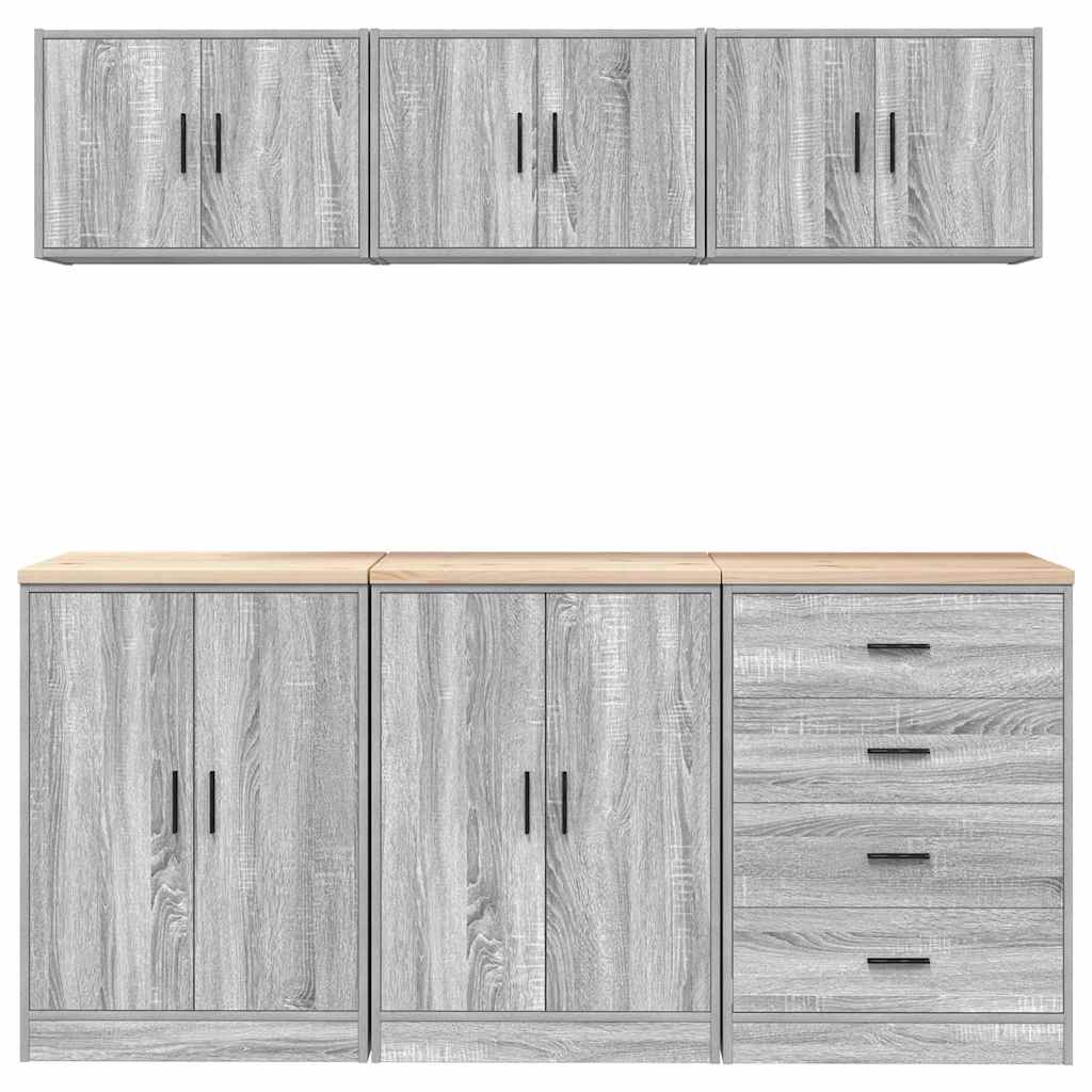 Garage Cabinets 6 pcs Grey Sonoma Engineered Wood