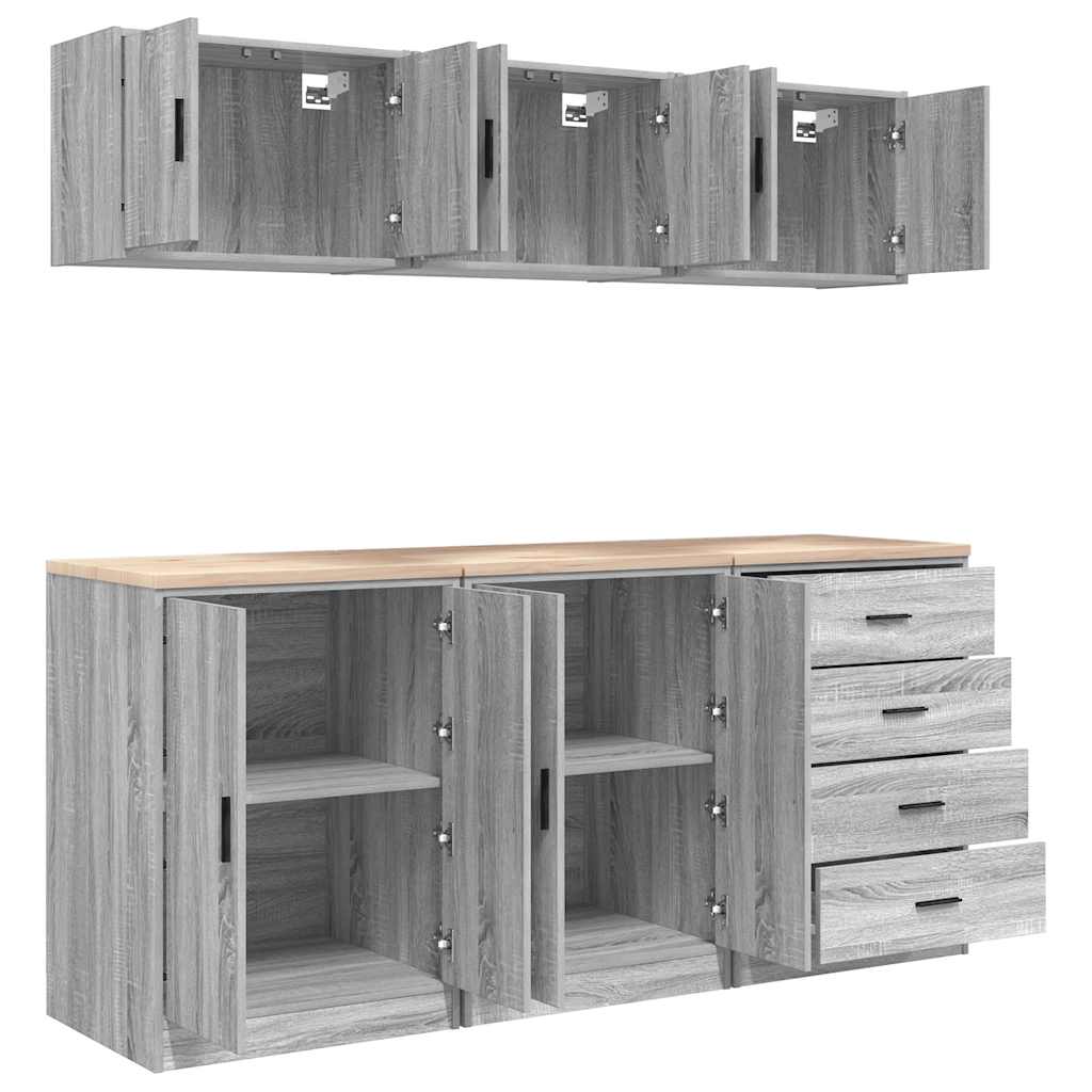 Garage Cabinets 6 pcs Grey Sonoma Engineered Wood