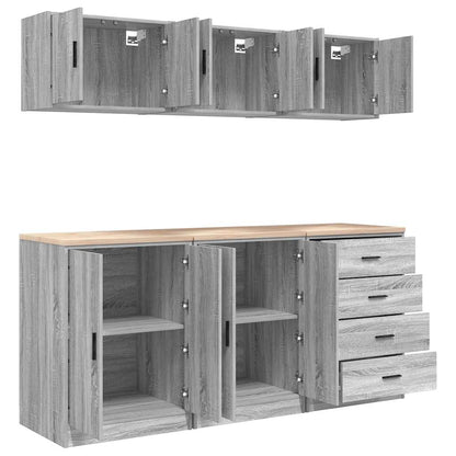 Garage Cabinets 6 pcs Grey Sonoma Engineered Wood