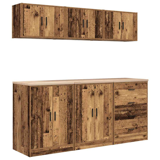Garage Cabinets 6 pcs Old Wood Engineered Wood