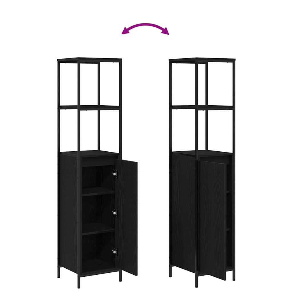 Bathroom Furniture Set 3 pcs Black Oak Engineered Wood