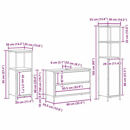 Bathroom Furniture Set 3 pcs Sonoma Oak Engineered Wood