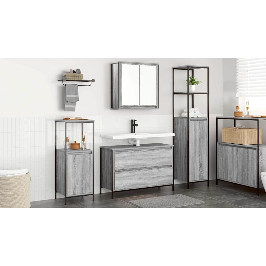 Bathroom Furniture Set 3 pcs Grey Sonoma Engineered Wood