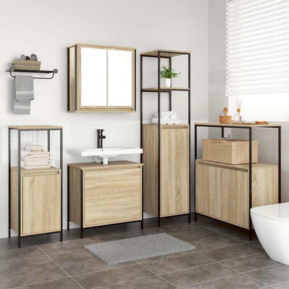 Bathroom Furniture Set with Shelf 5 pcs Beige 76.5 x 35 x 95 cm