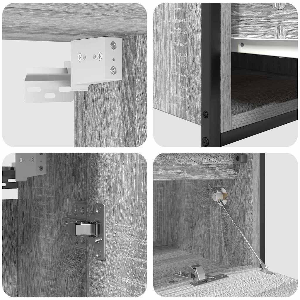 Bathroom Furniture Set with Shelf 5 pcs Grey Engineered wood