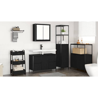 Bathroom Furniture Set with Drawer with Shelf 2 pcs Black oak