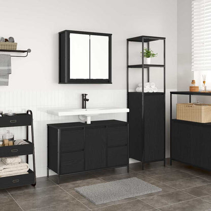 Bathroom Furniture Set 2 pcs Black Oak 36 x 35 x 165 cm