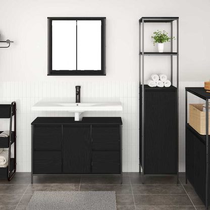 Bathroom Furniture Set 2 pcs Black Oak 36 x 35 x 165 cm