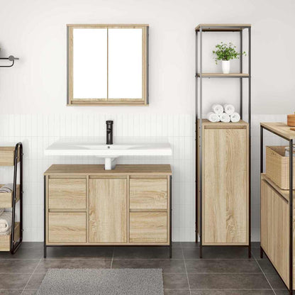 Bathroom Furniture Set 2 pcs Sonoma Oak and Black