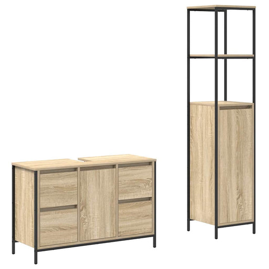 Bathroom Furniture Set 2 pcs Sonoma Oak and Black