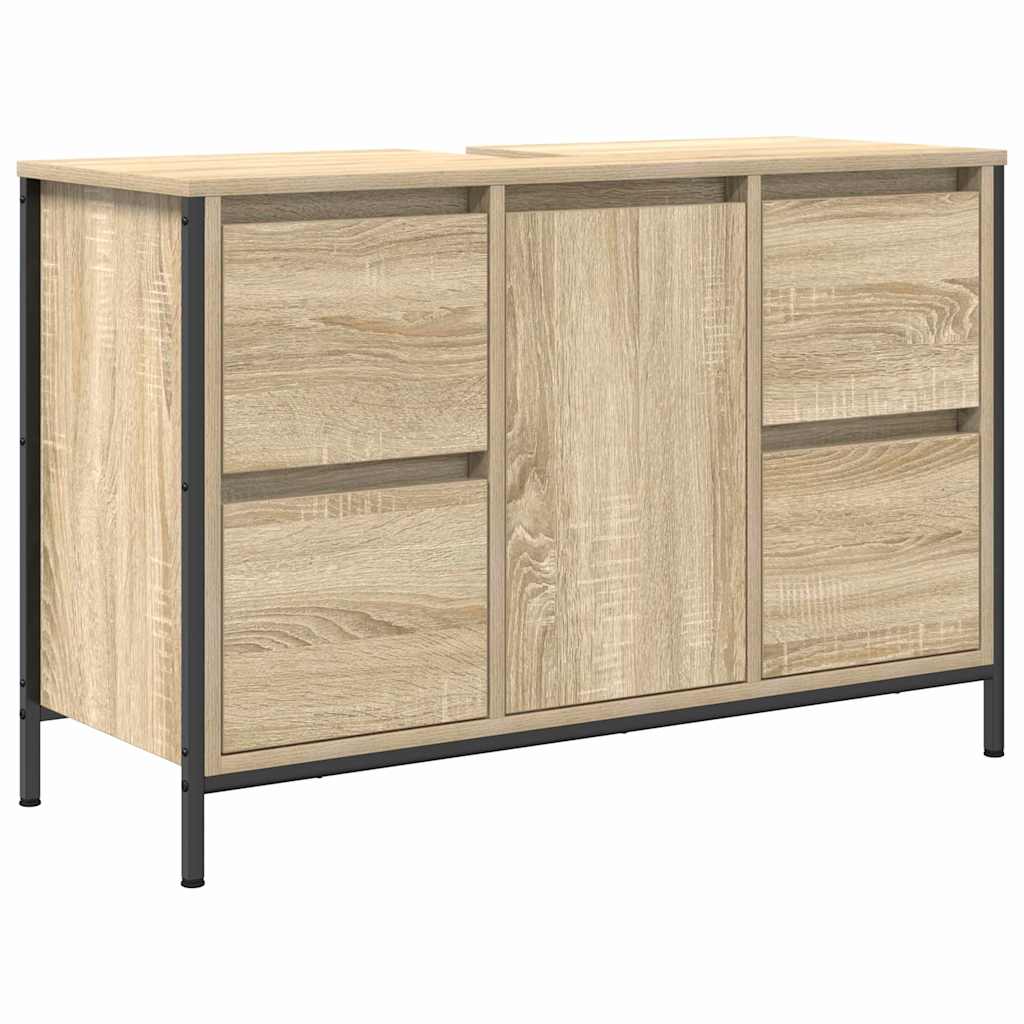 Bathroom Furniture Set with Drawer 3 pcs Sonoma oak and Black