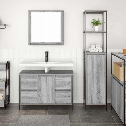 Bathroom Furniture Set 2 pcs Grey Sonoma and Black