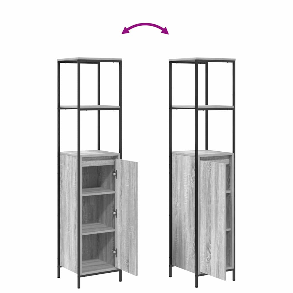 Bathroom Furniture Set 2 pcs Grey Sonoma and Black