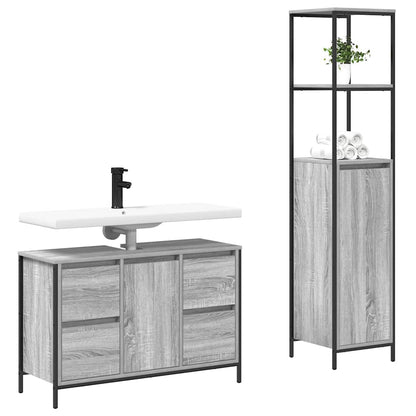 Bathroom Furniture Set 2 pcs Grey Sonoma and Black