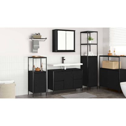 Bathroom Furniture Set 3 pcs Black Oak Engineered Wood
