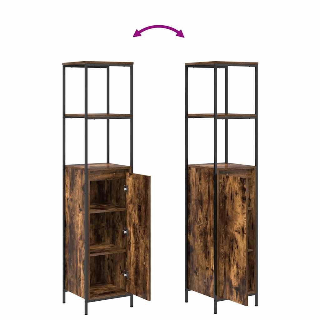 Bathroom Furniture Set with Drawer 3 pcs Smoked Oak and Black