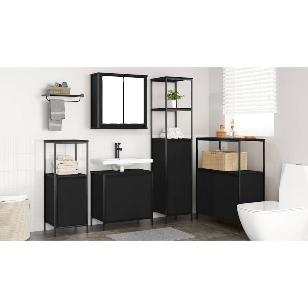 Bathroom Furniture Set 5 pcs Black Oak Engineered Wood