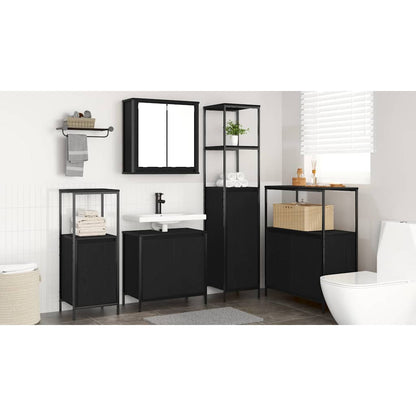 Bathroom Furniture Set 5 pcs Black Oak Engineered Wood