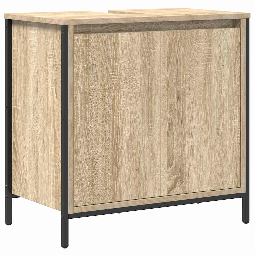 Bathroom Furniture Set with Shelf 5 pcs Sonoma Oak and Black