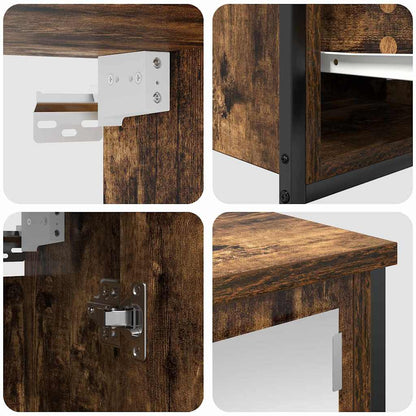 Bathroom Furniture Set with Shelf 5 pcs Smoked Oak and Black
