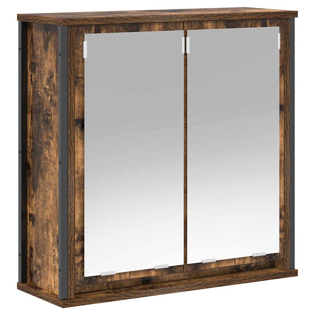 Bathroom Furniture Set with Shelf 5 pcs Smoked Oak and Black