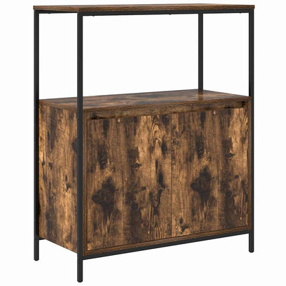 Bathroom Furniture Set with Shelf 5 pcs Smoked Oak and Black