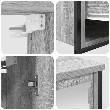 Bathroom Furniture Set with Shelf 5 pcs Grey Sonoma and Black