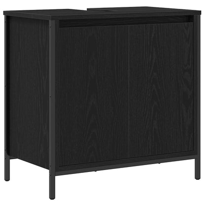 2 Piece Bathroom Furniture Set Black Oak Engineered Wood