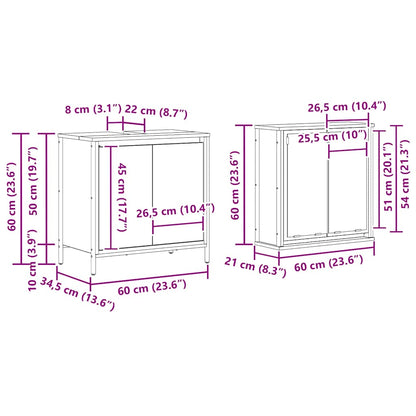 2 Piece Bathroom Furniture Set Black Oak Engineered Wood