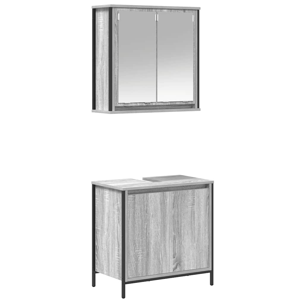 2 Piece Bathroom Furniture Set Grey Sonoma Engineered Wood