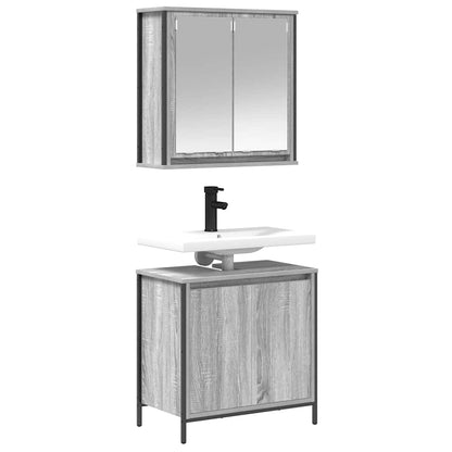 2 Piece Bathroom Furniture Set Grey Sonoma Engineered Wood