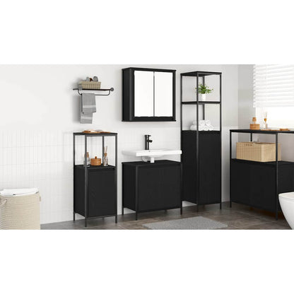 Bathroom Furniture Set 3 pcs Black Oak Engineered Wood