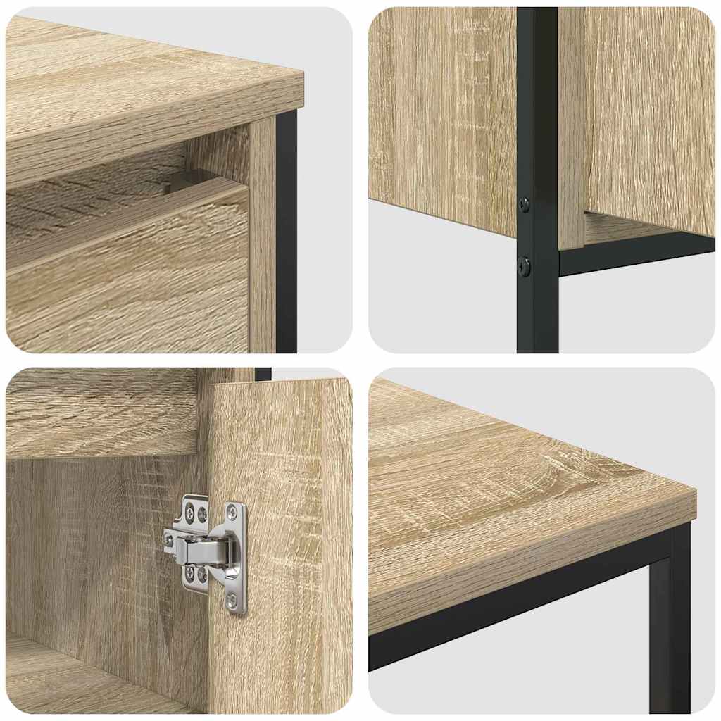 Bathroom Furniture Set with Shelf 3 pcs Sonoma Oak and Black