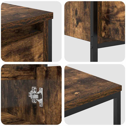 Bathroom Furniture Set with Shelf 3 pcs Smoked Oak and Black