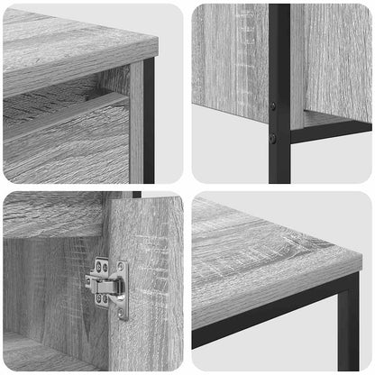 Bathroom Furniture Set with Shelf 3 pcs Grey Sonoma and Black