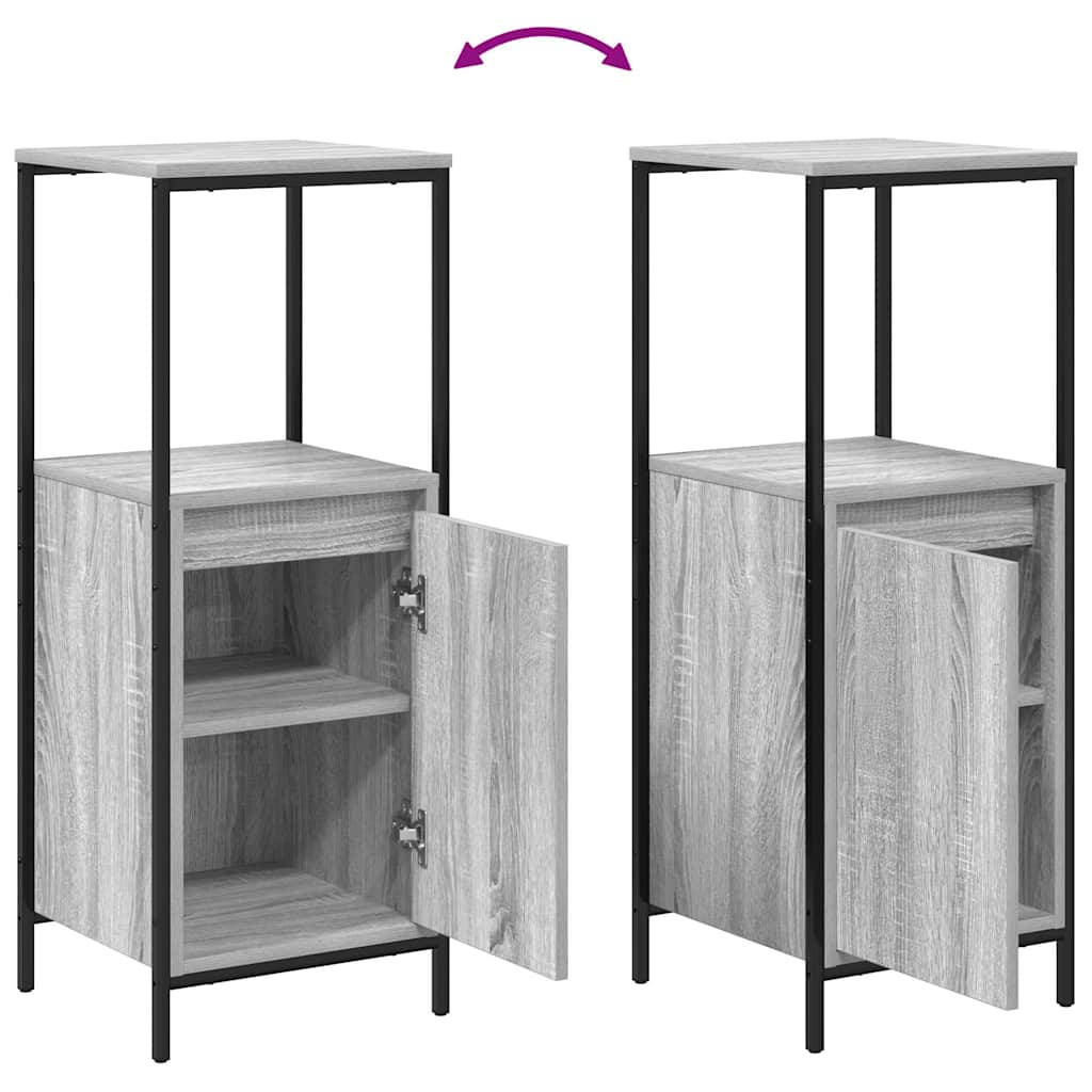 Bathroom Furniture Set with Shelf 3 pcs Grey Sonoma and Black