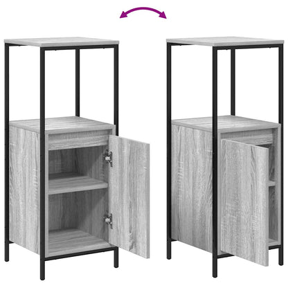Bathroom Furniture Set with Shelf 3 pcs Grey Sonoma and Black