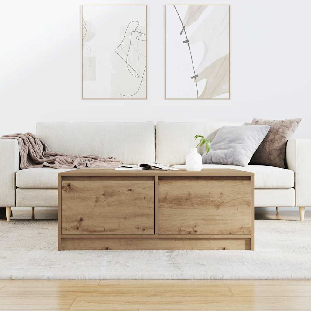Coffee Table with Drawers Artisan Oak 100x100x40 cm