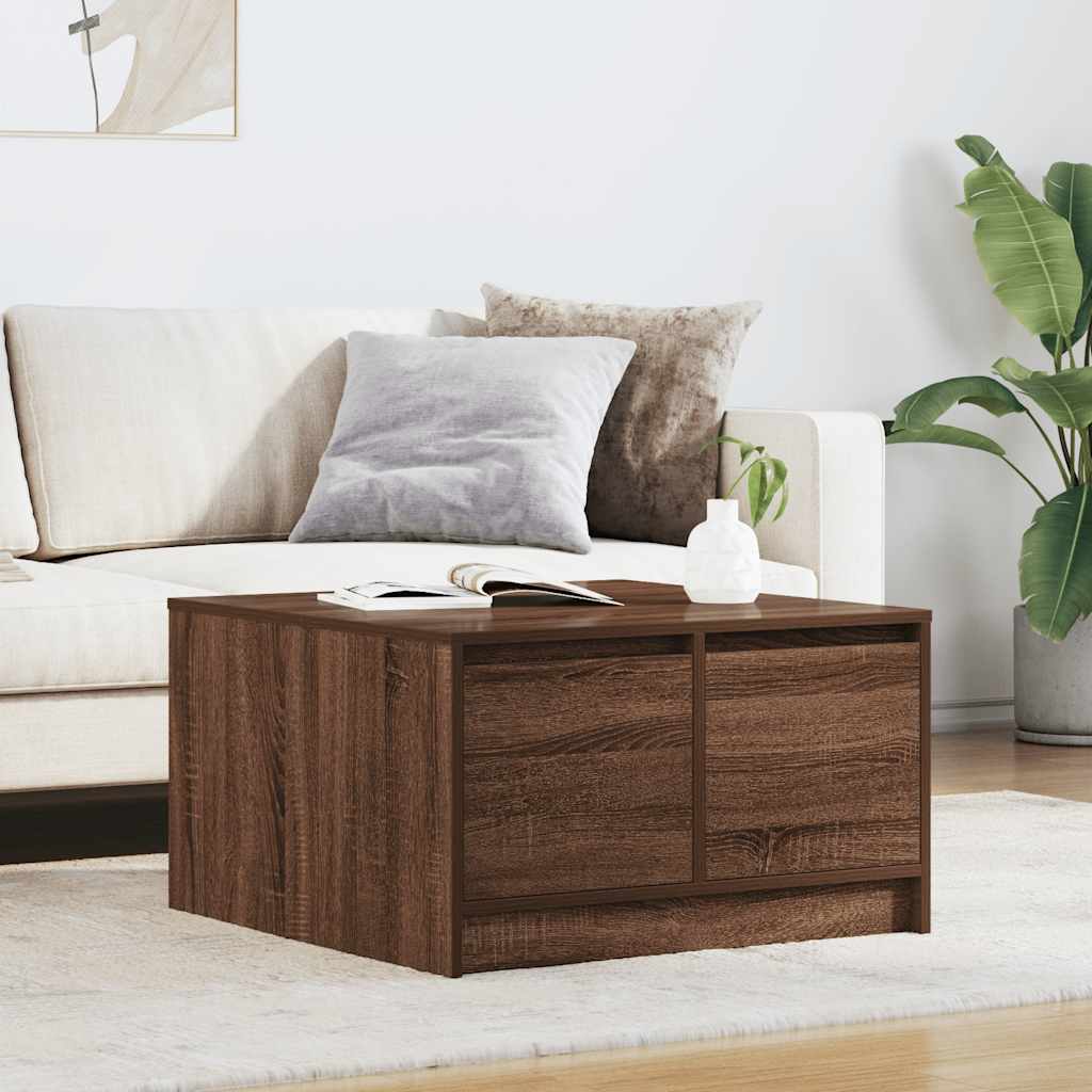 Coffee Table with Drawers Brown Oak 70,5x70x40 cm